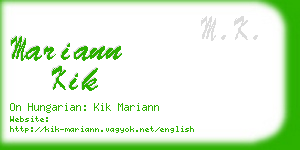 mariann kik business card